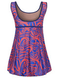 Sexy Plus Size Printing Sleeveless One Piece Swimwear Dress Swimsuit For Women