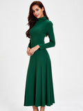 Women Long Sleeve Back Hollow Out Long Maxi Dress