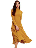Women Long Sleeve Back Hollow Out Long Maxi Dress