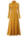 Women Long Sleeve Back Hollow Out Long Maxi Dress