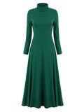 Women Long Sleeve Back Hollow Out Long Maxi Dress