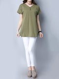 Casual Women Short Sleeve Side Split Cotton T-shirts