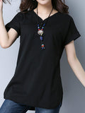 Casual Women Short Sleeve Side Split Cotton T-shirts