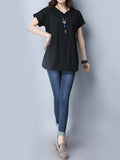 Casual Women Short Sleeve Side Split Cotton T-shirts