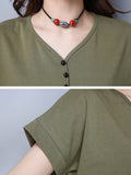 Casual Women Short Sleeve Side Split Cotton T-shirts