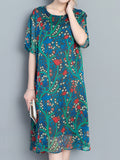 Casual O-neck Half Sleeves Printed Dresses For Women