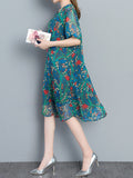 Casual O-neck Half Sleeves Printed Dresses For Women