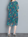 Casual O-neck Half Sleeves Printed Dresses For Women