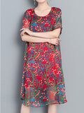 Casual O-neck Half Sleeves Printed Dresses For Women