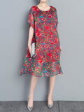Casual O-neck Half Sleeves Printed Dresses For Women