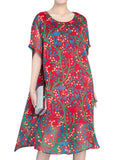 Casual O-neck Half Sleeves Printed Dresses For Women